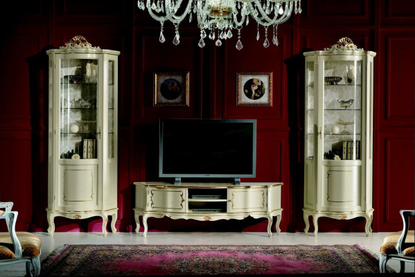 Ontwerp set garnituur 3-delig RTV met 2x vitrine Italiaanse luxe meubels barokstijl