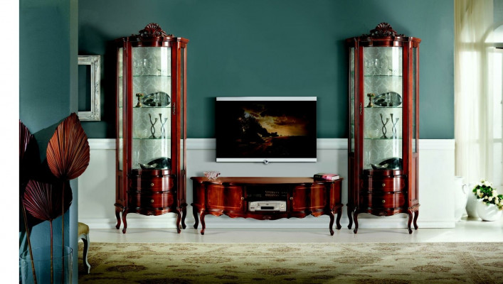 Ontwerp Italiaanse luxe stijl woonkamer meubels vitrinekast kast barok rococo stijl set