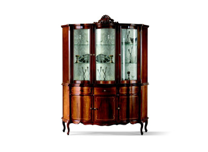 Klassieke meubels hout bruin vitrine Chic vitrinekast Ontwerp Italiaanse meubels