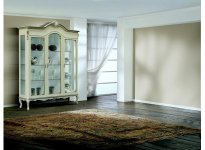 Ontwerp Italiaanse luxe houten meubels barok kast vitrinekast wit woonkamer xxl nieuw.