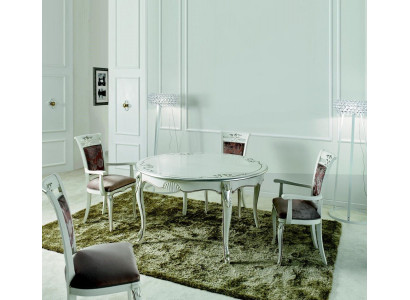 Italiaanse meubelen Eettafel 4x stoelen Houten tafel Eethoek Klassiek design