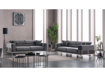 Grijze design bank club meubels bankstellen 3+3 zits gestoffeerde 230 cm banken