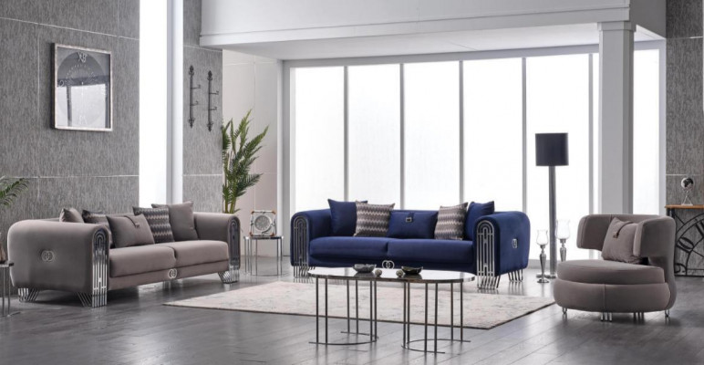 Sofa set 3-zits luxe stof set 3-delig gestoffeerde bank textielmeubels