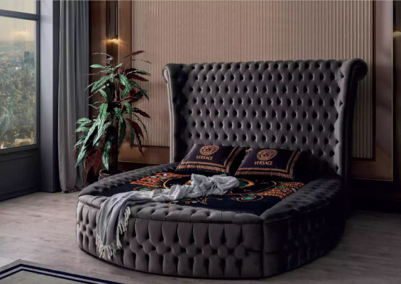 Bed Chesterfield Upholstered Bed Luxury Bedroom Design Beds Textile Velvet New
