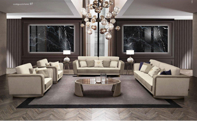 Bankstel 3+2 zits set Design Banken Beklede Luxe Bankstellen Relax Moderne Nieuw