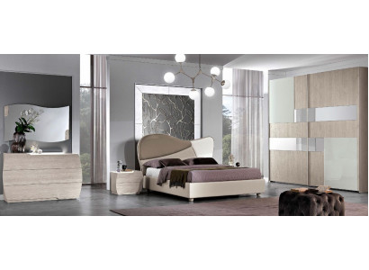 Set 6-delige slaapkamer: bed, nachtkastje, commode, spiegel, kledingkast, set.