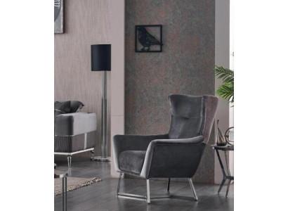 Grijze fauteuil woonkamer textiel meubels modern design gestoffeerde stof luxe stoel
