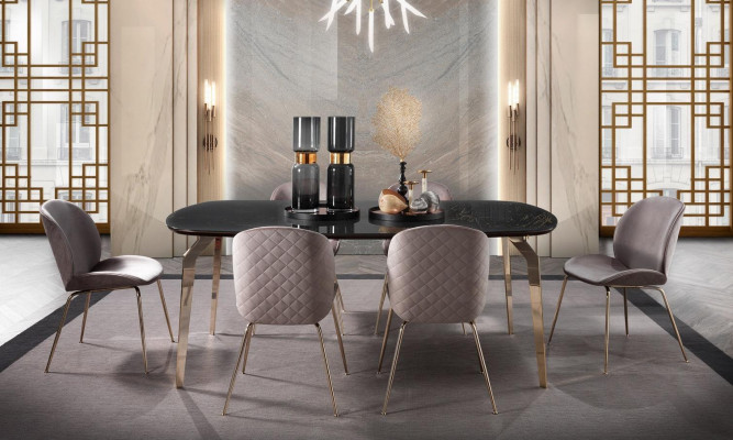 Garnituur Tafel Tafels Luxe Hout Meubels Nieuw Eetkamer Groep Compleet Set 7-delig