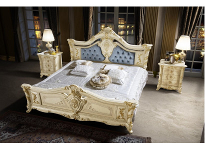 Bed Bedroom Set Furniture Art deco Luxury Beds 2x Nightstand 3-piece.