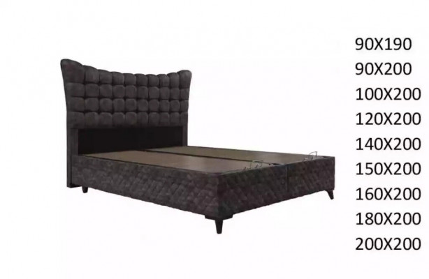 Bed Boxspring Beds Luxury Double Bed incl. Mattress with Caro Pattern Gray