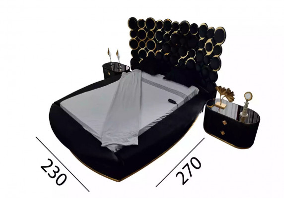 Designer bed Luxus textielbedden Slaapkamer Tweepersoonsbed 200x200cm Bedframe