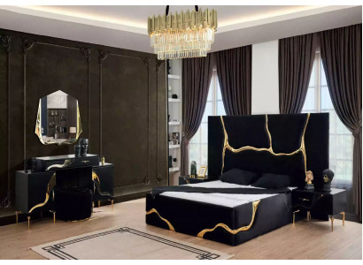 Luxe slaapkamer meubels bed met gouden slangenpatroon bedden 200x200