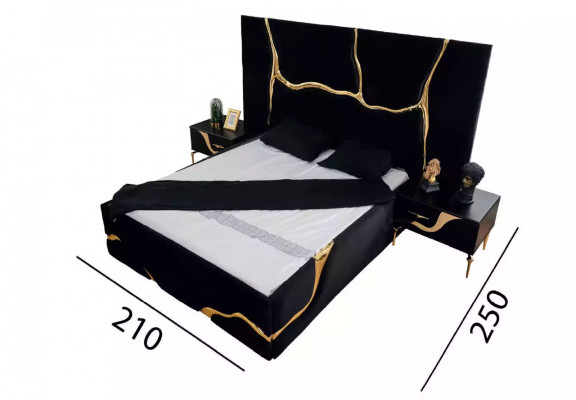 Luxe slaapkamer meubels bed met gouden slangenpatroon bedden 200x200
