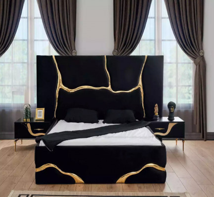 Luxe slaapkamer meubels bed met gouden slangenpatroon bedden 200x200