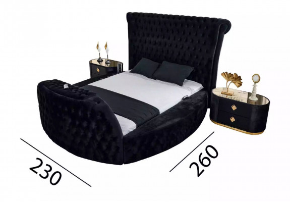 Bed zwart Chesterfield modern hotelbed tweepersoonsbed modern gestoffeerd bed