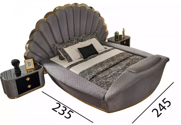 Slaapkamer Bed 2x Nachtkastjes Luxe Bedden Set Compleet Designmeubels 3-delig.