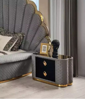Slaapkamer Bed 2x Nachtkastjes Luxe Bedden Set Compleet Designmeubels 3-delig.