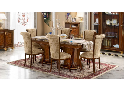 Eetkamerset met stoelen 6x, eetgroep in antieke stijl, tafel 7-delig, nieuw