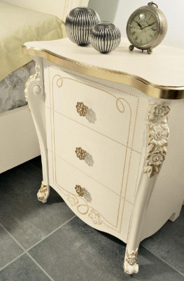 Slaapkamer set Beige Slaapkamer Bed Nachtkastje Commode Spiegel Stoel 6-delig.