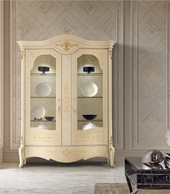 Luxe vitrinekast Klassieke vitrines Woonsalonzetten dressoir Hout Nieuw