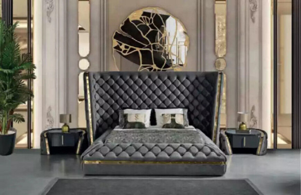 Luxe slaapkamer bed gestoffeerd ontwerp Luxe tweepersoons hotelbedden Chesterfield.