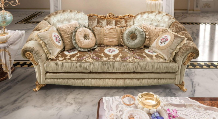 Barok Rococo 3-zits bank Stoffen bank Luxe design Italiaanse meubels