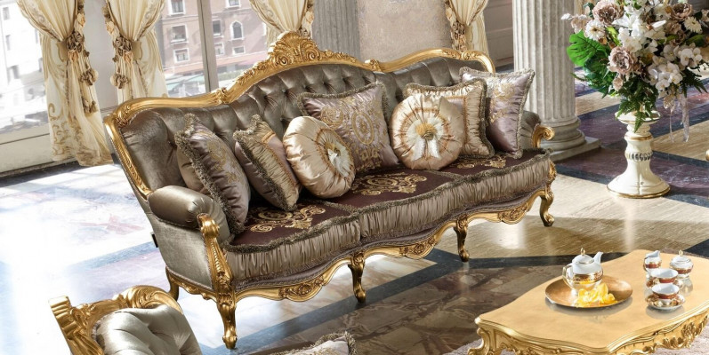 Sofa 3-zits banken Bankstellen Art deco Driezits textielbanken Bank gestoffeerd Nieuw