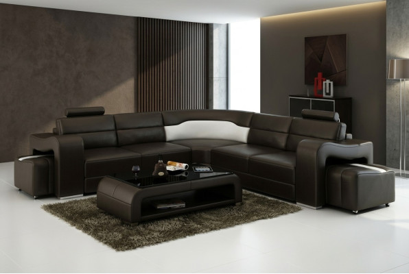 Ledersofa Bank Woongebied Hoekbank Hoekstel Ontwerp Modern Sofa F3008B