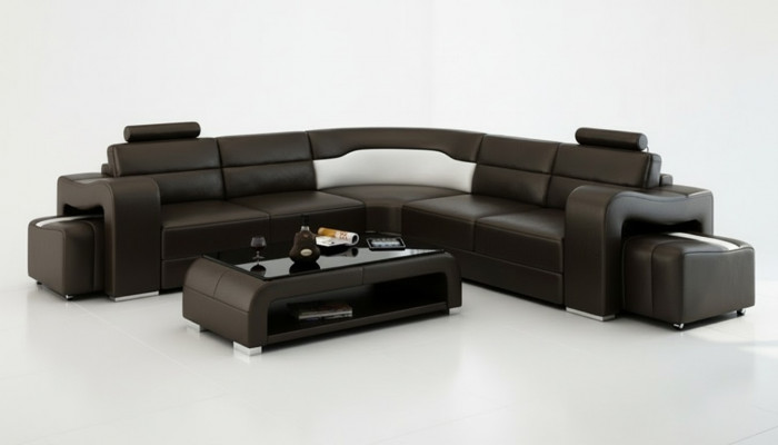 Ledersofa Bank Woongebied Hoekbank Hoekstel Ontwerp Modern Sofa F3008B
