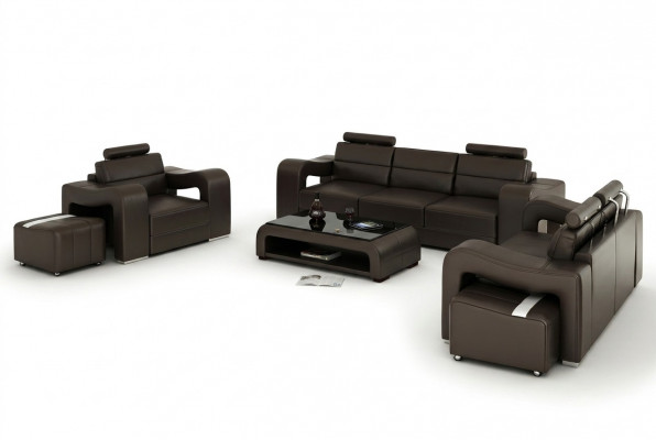 Leren bank Bank Woonlandschap 3+2+1-zits set Design Moderne Bank F3008D