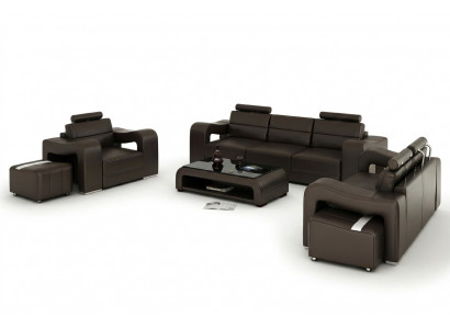 Leren bank Bank Woonlandschap 3+2+1-zits set Design Moderne Bank F3008D