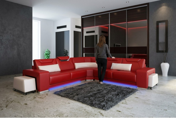 Lederen bank bank woonlandschap hoekbank hoekbankstel ontwerp Modern Sofa F3011B