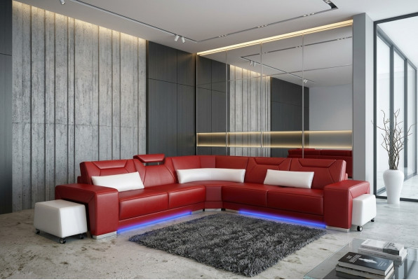 Lederen bank bank woonlandschap hoekbank hoekbankstel ontwerp Modern Sofa F3011B