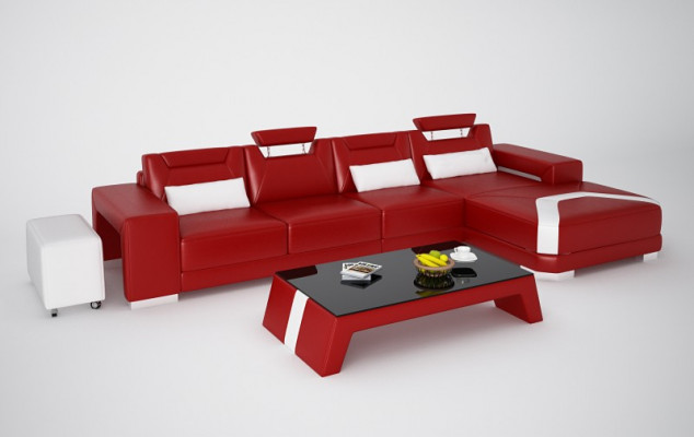 Leren bank Bank Woonlandschap Hoekbank Hoekstel Ontwerp Modern Sofa F3011C