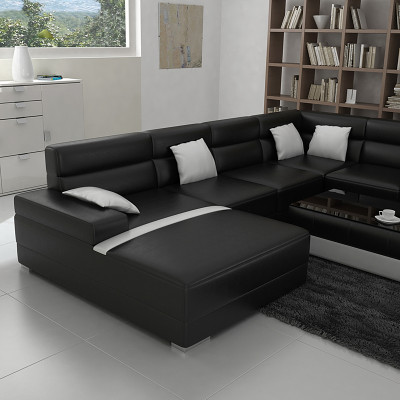Leren bank Bank Woonlandschap Hoekbank Hoekbank Set Design Modern Bankstel F3016 nieuw