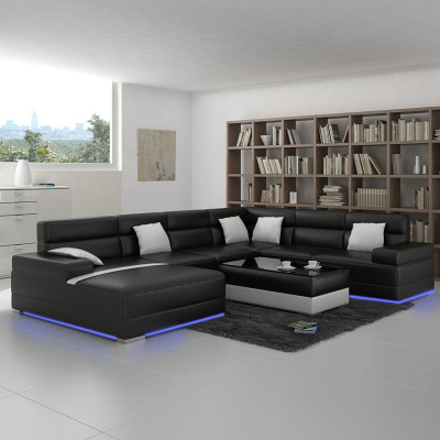 Leren bank Bank Woonlandschap Hoekbank Hoekbank Set Design Modern Bankstel F3016 nieuw