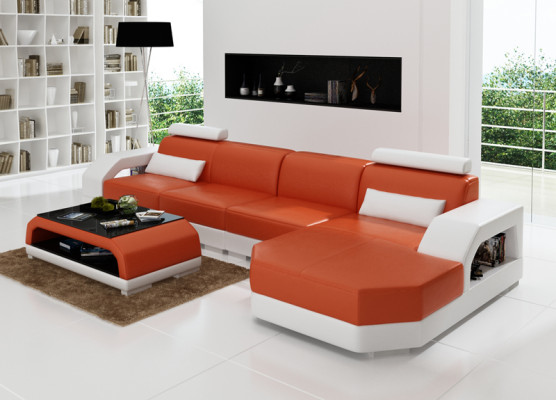 Leren bank Bank Woonlandschap Hoekbank Hoekbank Ontwerp Modern Bankstel G8001C
