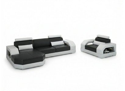 Leren bankstel Hoekbank Woonlandschap Hoekbank + 1-zits set Design Modern G8001E