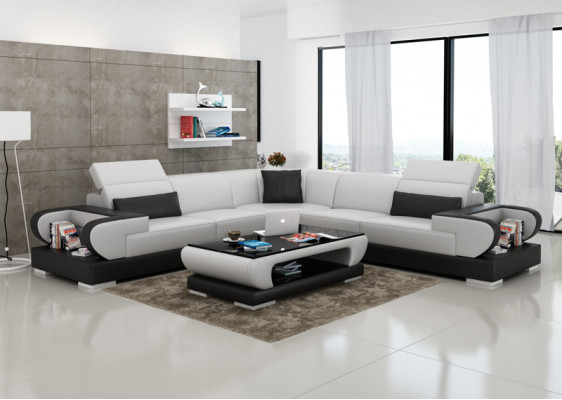 Leren bank Bank Woonlandschap Hoekbank Hoekstel Ontwerp Modern Sofa G8002B