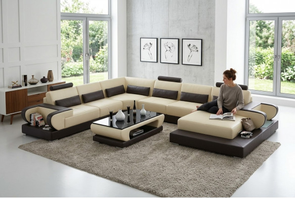 Lederen bank bank woonlandschap hoekbank hoekbank design moderne bank G8003