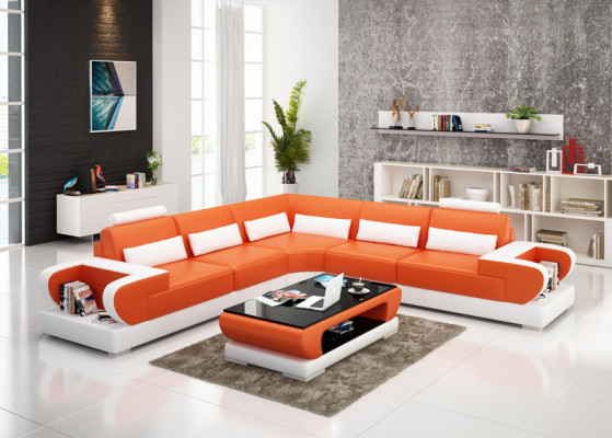 Leren bank Bank Woongebied Hoekbank Hoekbank Ontwerp Moderne Bank G8003B
