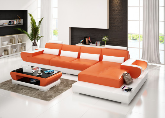 Leren bank Bank Woonlandschap Hoekbank Hoekbank Ontwerp Moderne Bank G8003C