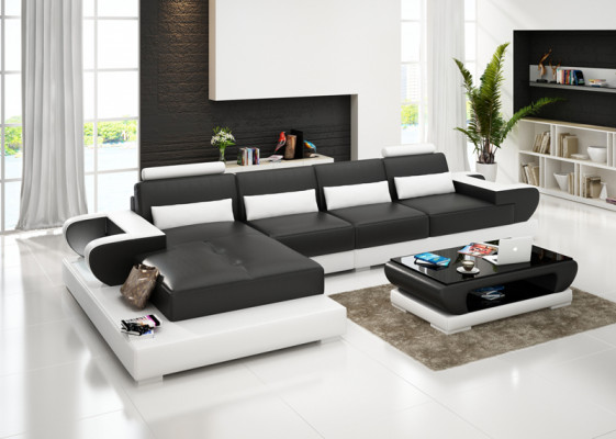 Leren bank Bank Woonlandschap Hoekbank Hoekbank Ontwerp Moderne Bank G8003C