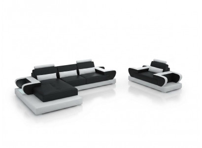 Ontwerp XXL Grote Bank Hoekbank Leren Bank Bank Bekleding Hoek Woonlandschap G8003E