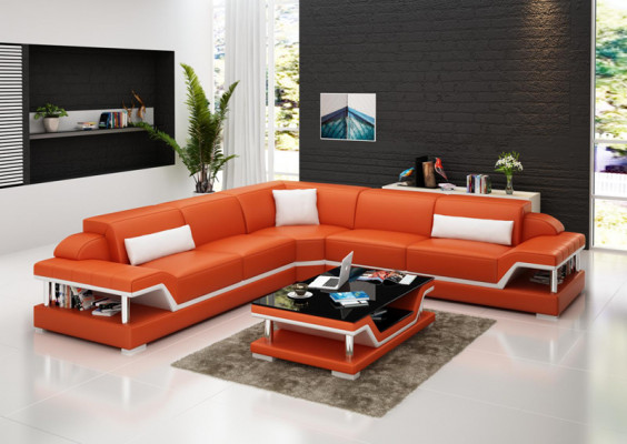 Leren bank Bank Woonlandschap Hoekbank Hoekstel Ontwerp Modern Sofa G8004B