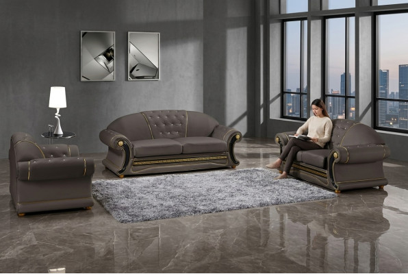 Klassieke designer 3-zits Chesterfield lederen bankstel gestoffeerde zitting zonder 2+1 nieuw