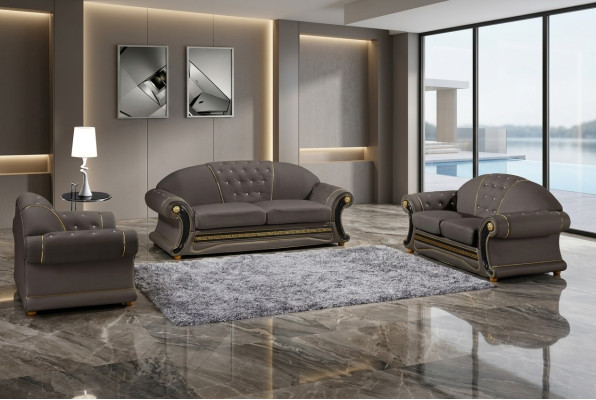Klassieke designer 3-zits Chesterfield lederen bankstel gestoffeerde zitting zonder 2+1 nieuw
