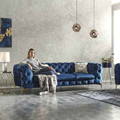 Chesterfield Edle Designer Bank Bekledingsstof Textiel Fluweel Bankstel Luxe Bankstellen