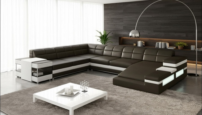 Lederen bankbank woonlandschap hoekbank hoeksalon design modern bankstel 1201B