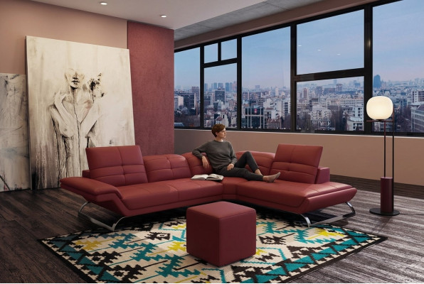 Multifunctionele bank hoekbank Media TV bank leren bank woonlandschap L-vorm
